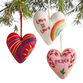 Felted Wool Peace and Love Heart Ornaments Set of 3 image number 0