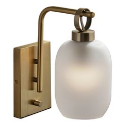 Lancaster Antique Brass And Frosted Glass Wall Sconce