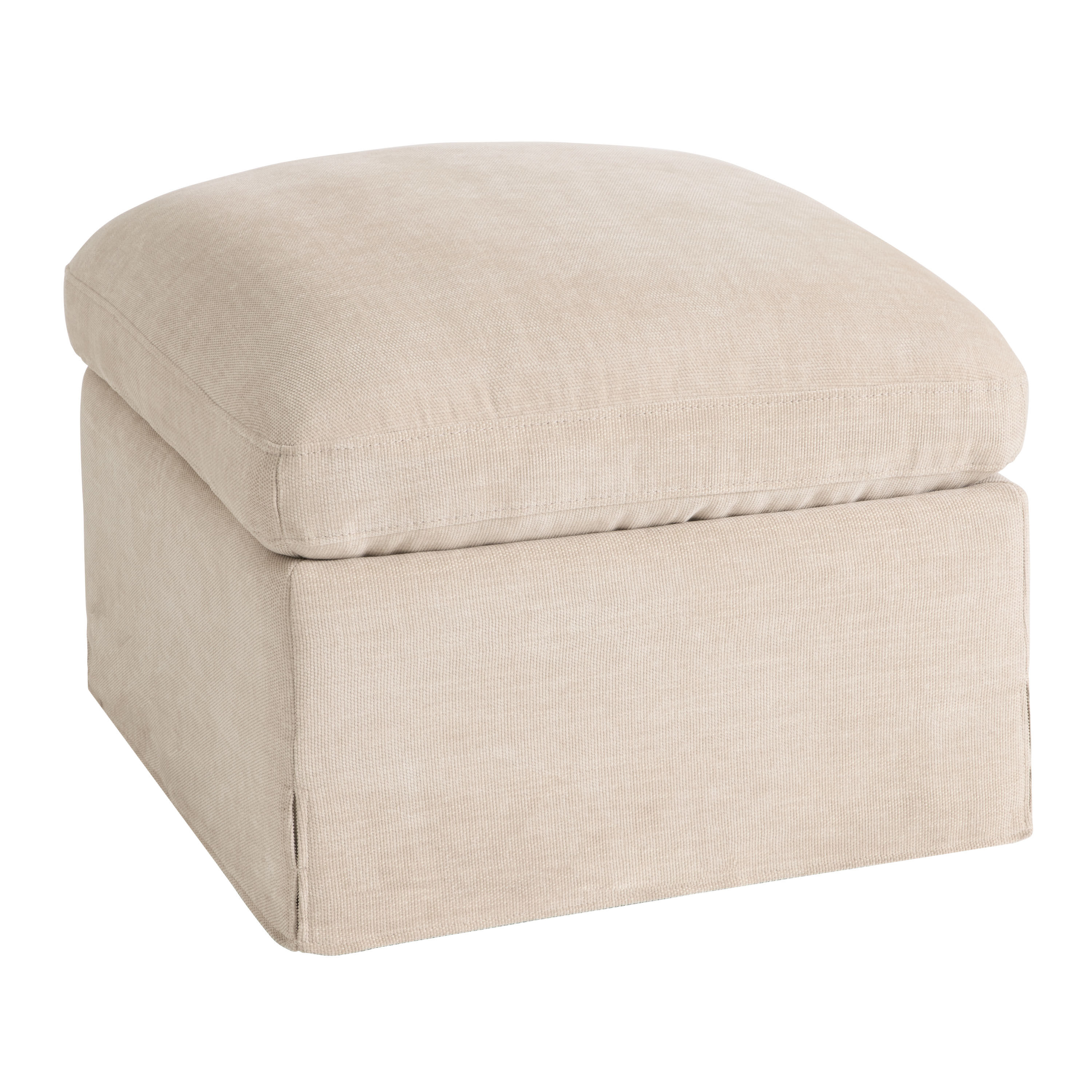 Carlyle Ivory Faux Slipcover Upholstered Sofa Ottoman
