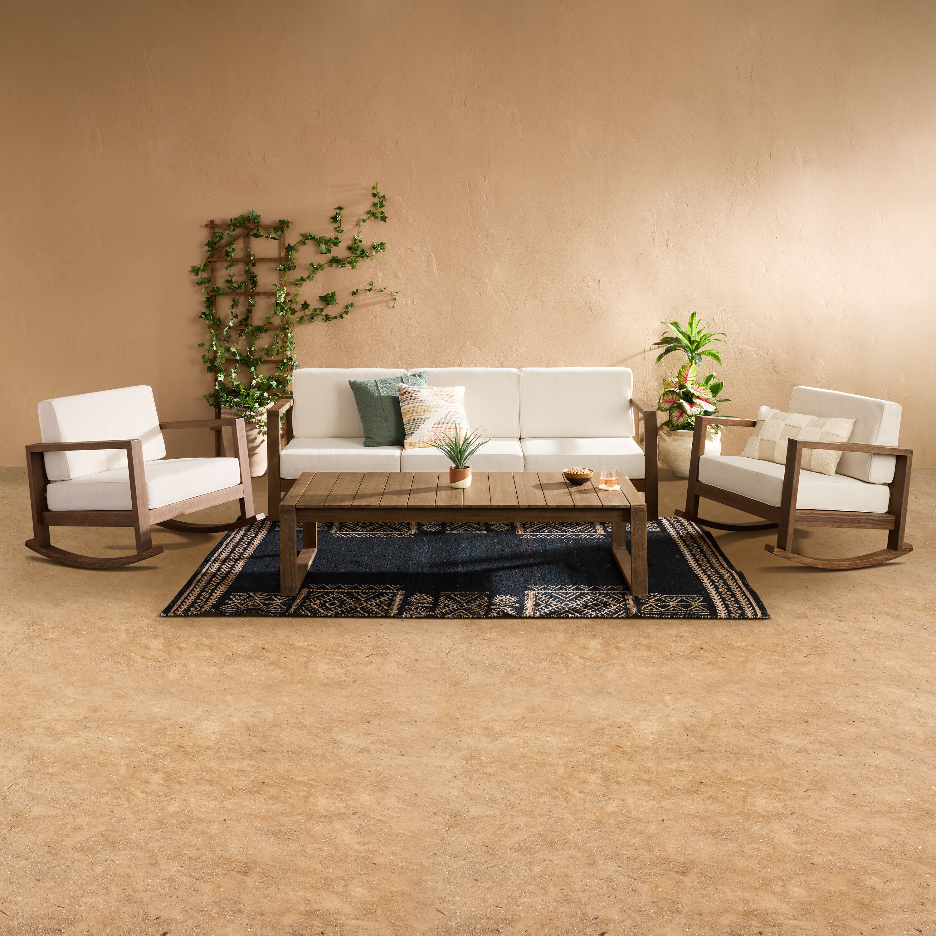 Segovia Light Brown Eucalyptus Wood Outdoor Rocking Chair image number 1