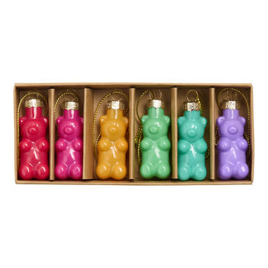 Mini Opaque Glass Gummy Bear Ornaments 6 Pack Mini Opaque Glass Gummy Bear Ornaments 6 Pack