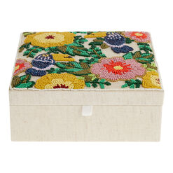 Floral Toucan Beaded and Embroidered Storage Box