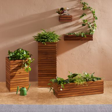 Alicante Wood And Metal Outdoor Wall Planter Alicante Wood And Metal Outdoor Wall Planter