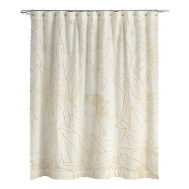 Sofia Ivory Tufted Floral Outline Shower Curtain Sofia Ivory Tufted Floral Outline Shower Curtain