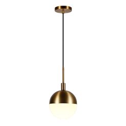 Frosted Glass and Brass Orb Pendant Lamp