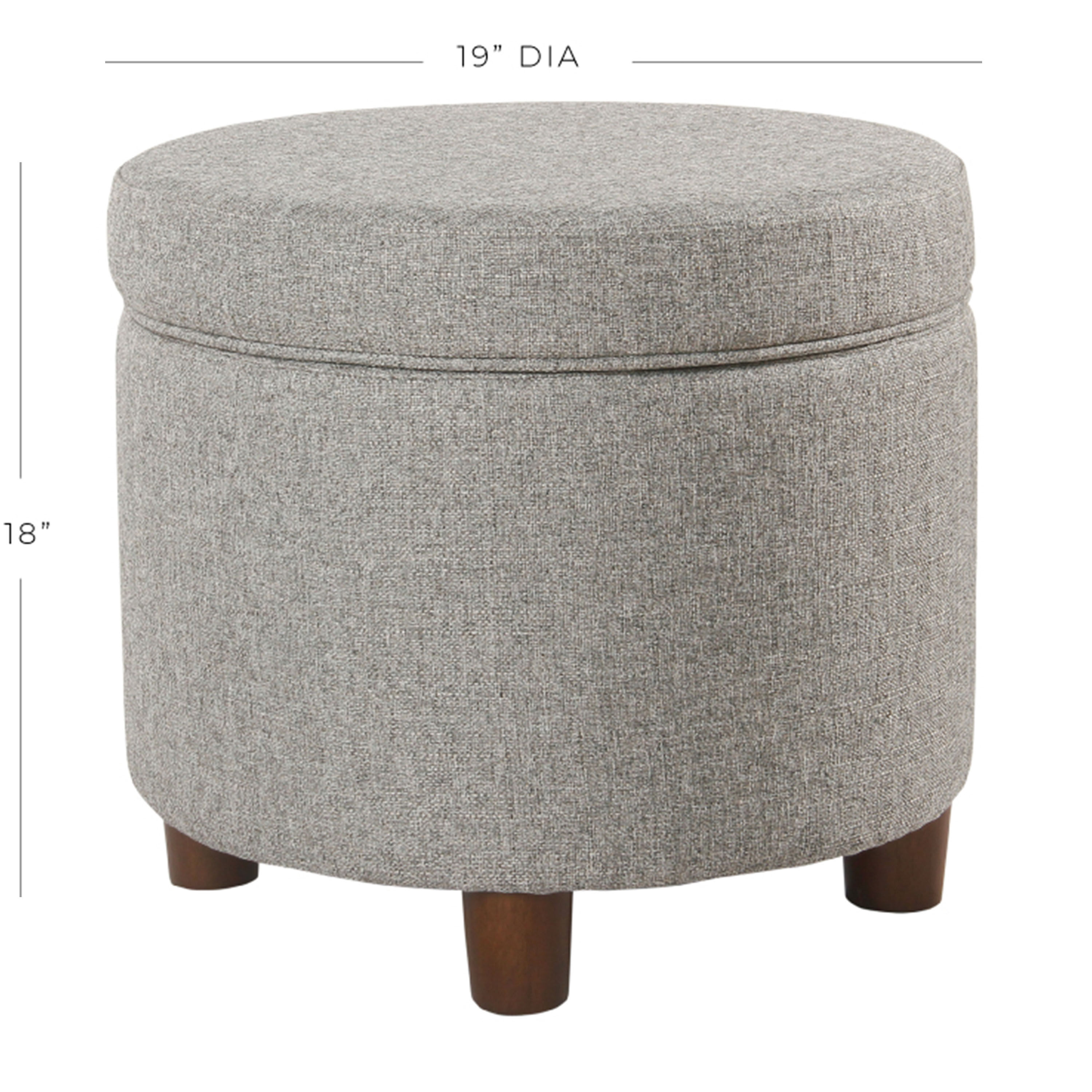 Andi Round Tweed Mid Century Upholstered Storage Ottoman image number 5