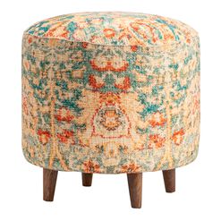 Harlon Round Multicolor Upholstered Ottoman