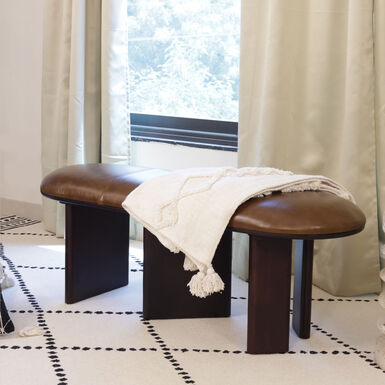 Faustina Buffalo Leather and Wood Upholstered Bench Faustina Buffalo Leather and Wood Upholstered Bench