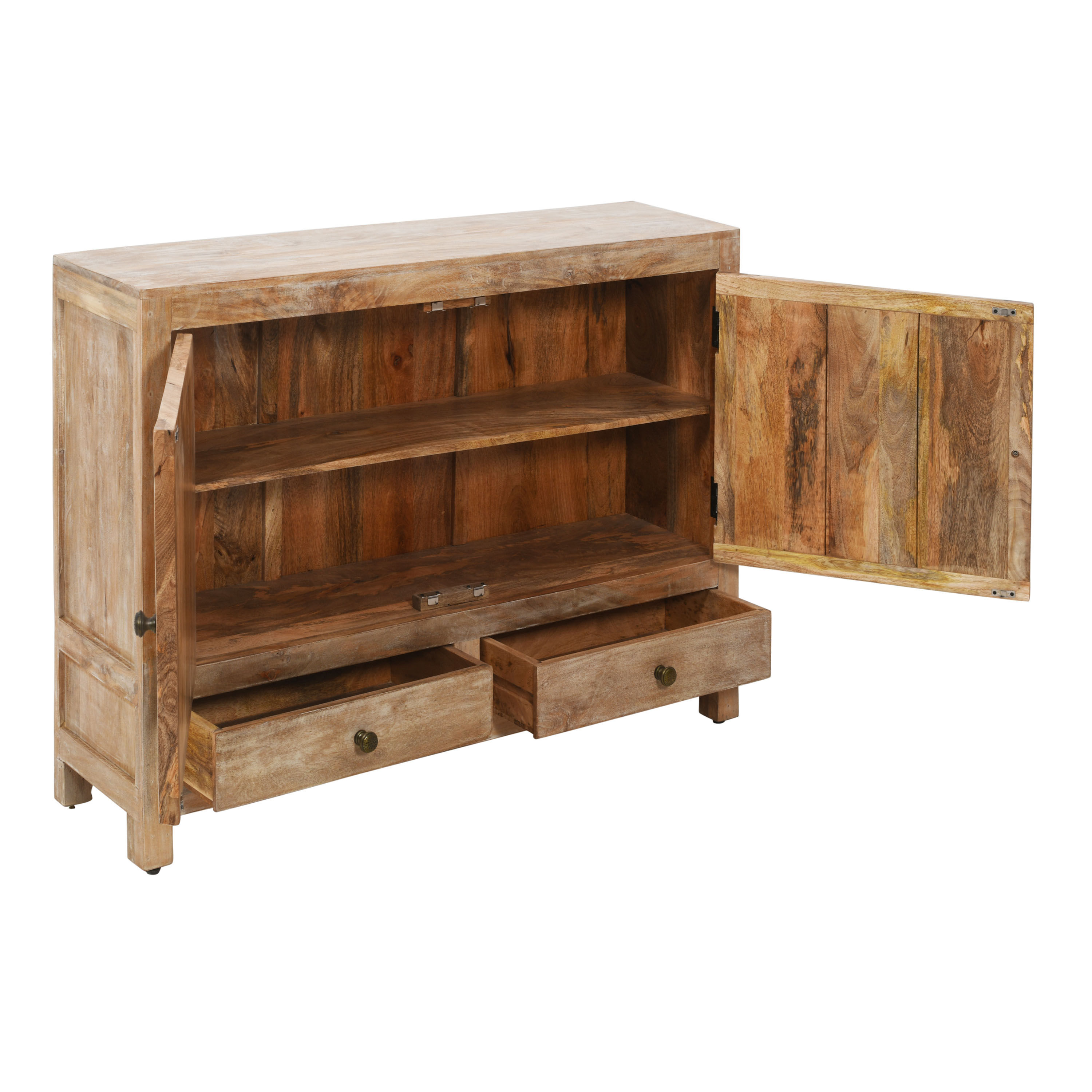 Burdett Whitewash Carved Wood Storage Cabinet image number 2