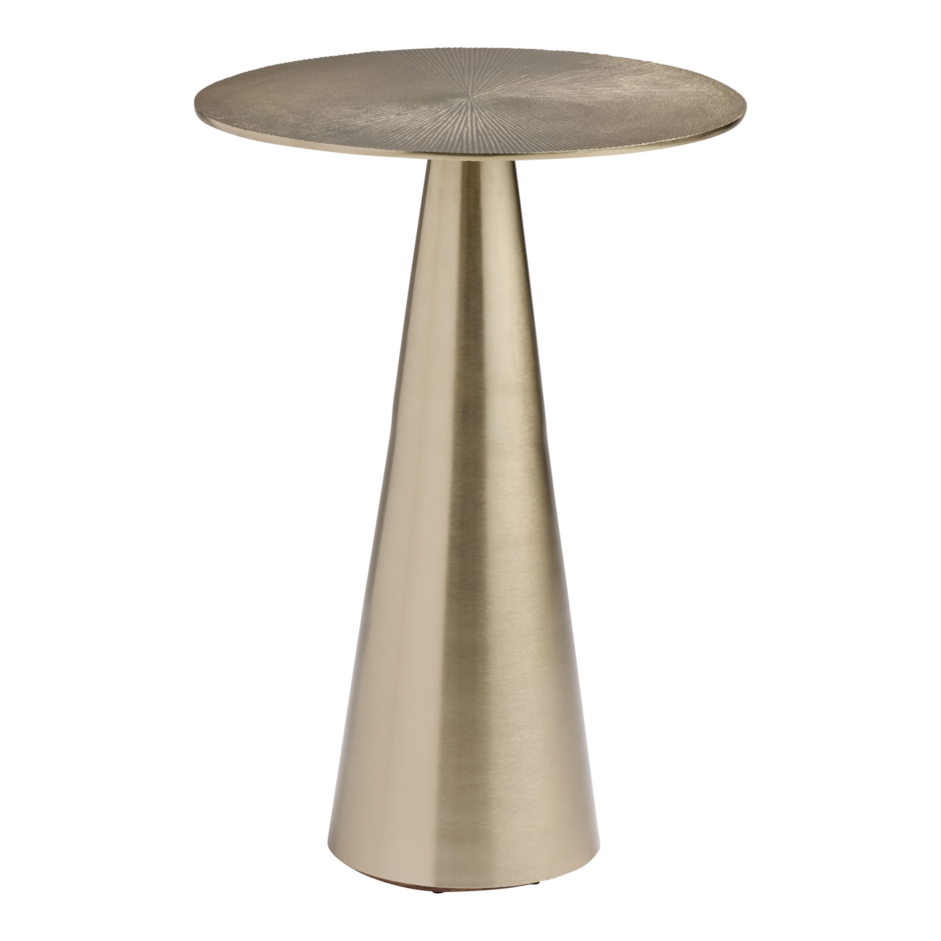 Kasa Round Metal Starburst Cone Pedestal End Table image number 0