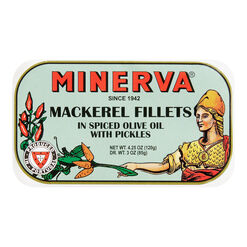 Minerva Mackerel Fillets in Spicy Olive Oil with Pickles