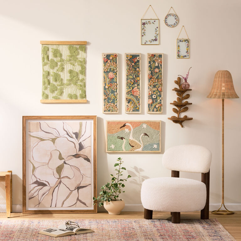 Multicolor Embroidered Cotton Framed Wall Art Collection image number 1