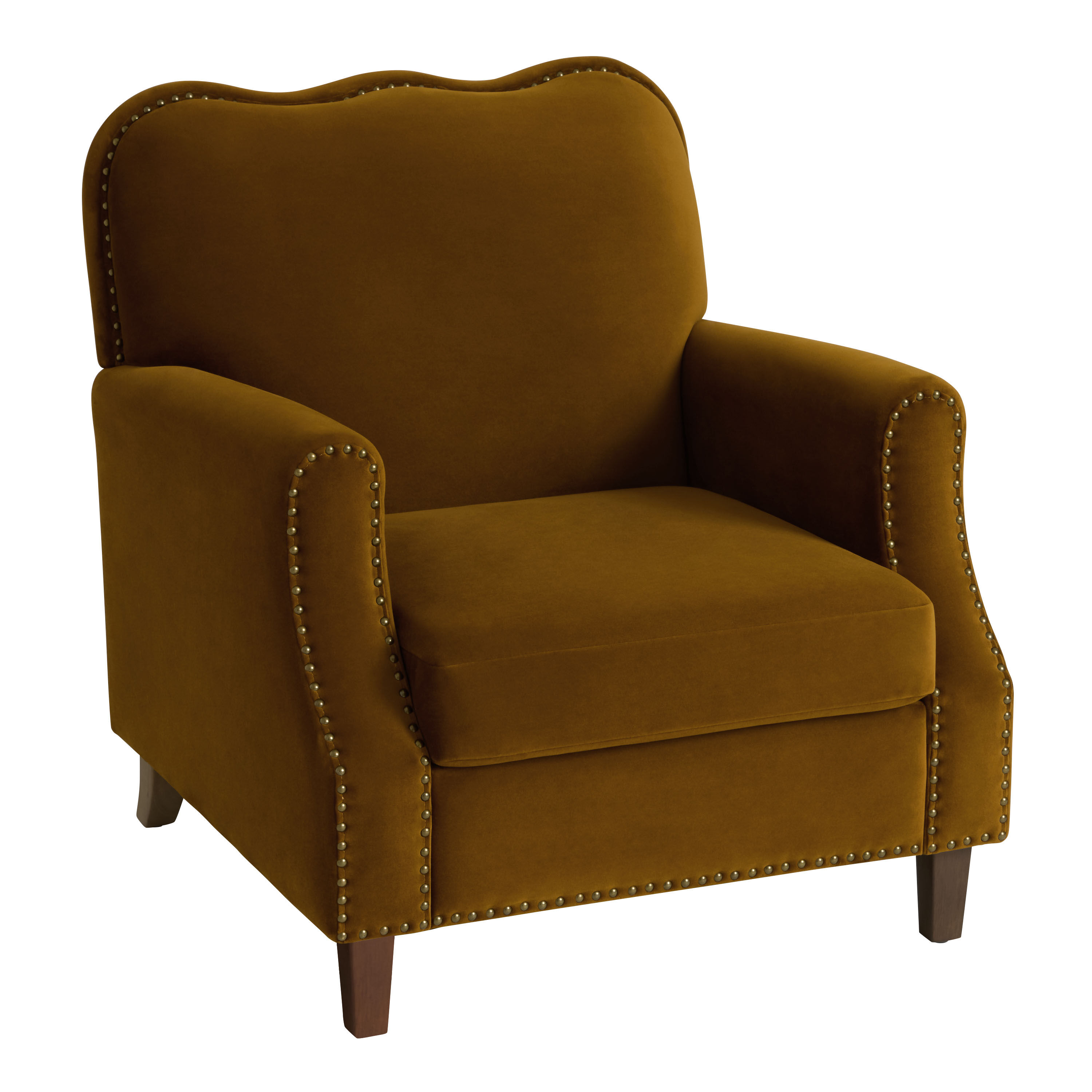 Bowers Velvet Scalloped Back Upholstered Club Chair image number 0