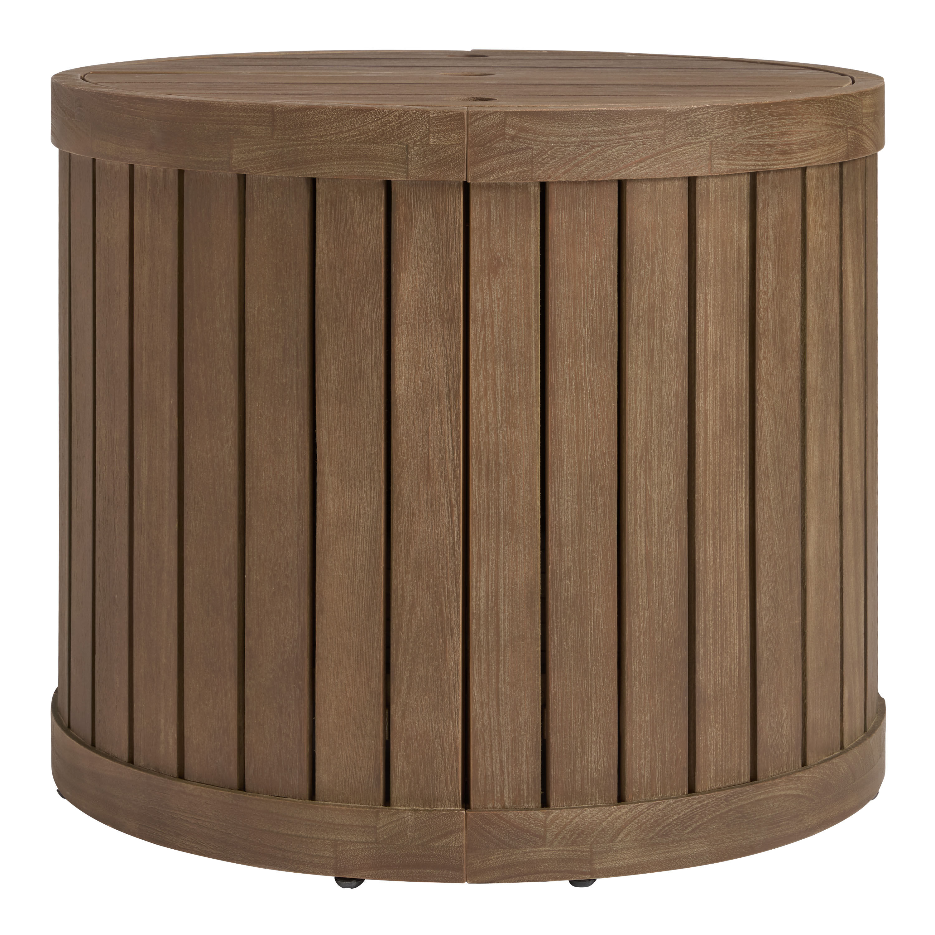Winward Round Eucalyptus Wood Outdoor Umbrella Side Table image number 9