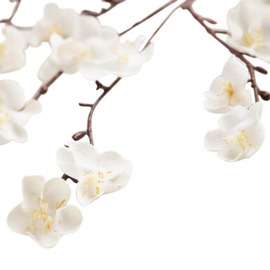 White Faux Velvet Plum Blossom Stem White Faux Velvet Plum Blossom Stem