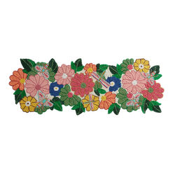Multicolor Floral And Bug Beaded Table Runner
