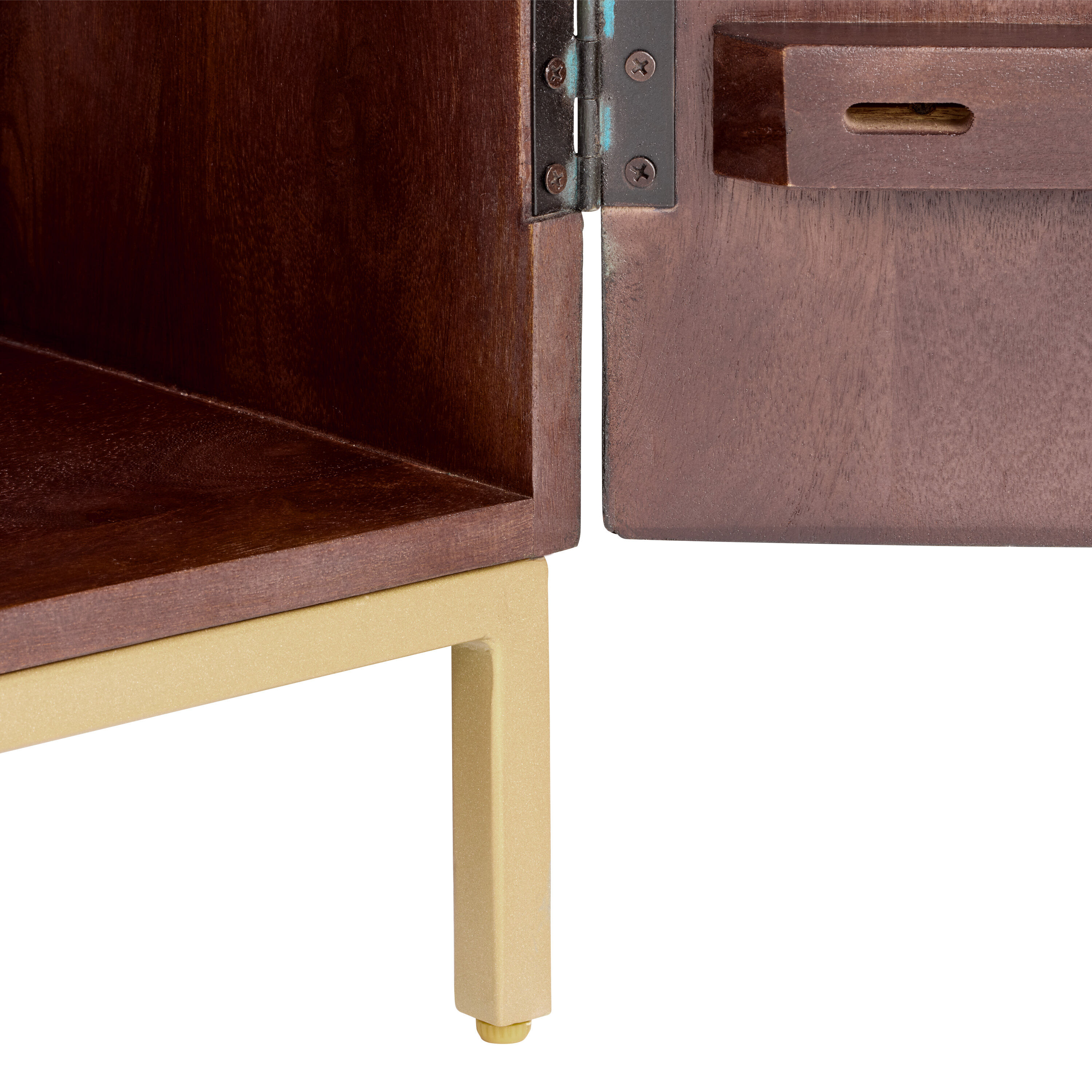 CRAFT Short Teal Carved Wood Peacock Storage Cabinet image number 5