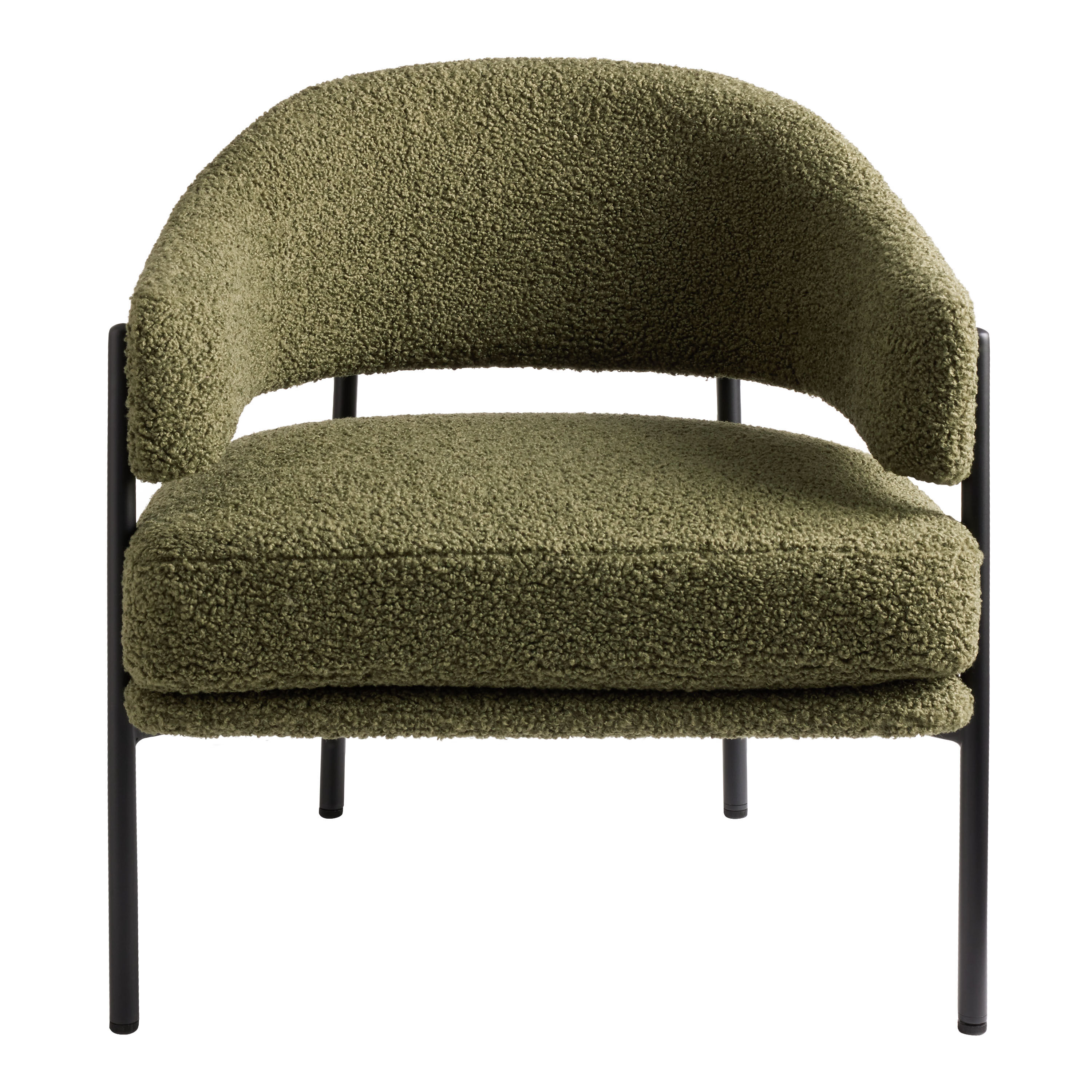 Rylan Moss Green Faux Sherpa Curved Back Chair World Market