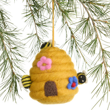 Wool Beehive Ornament Wool Beehive Ornament