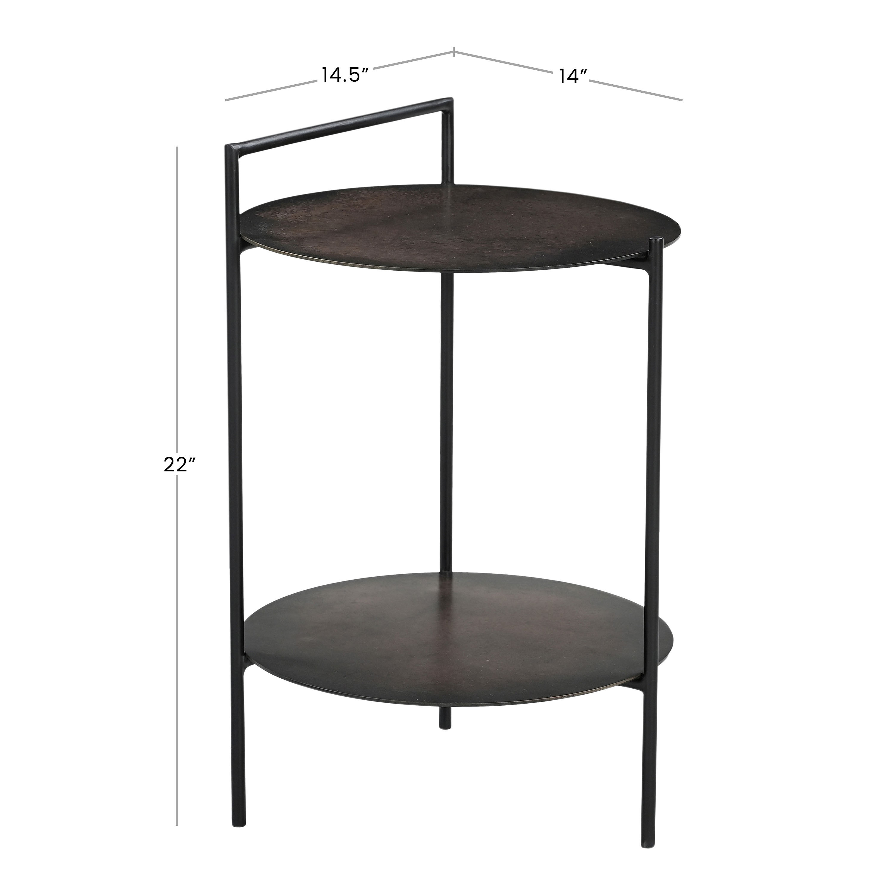 Calpurnia Hand Forged Iron Side Table with Shelf and Handle image number 5
