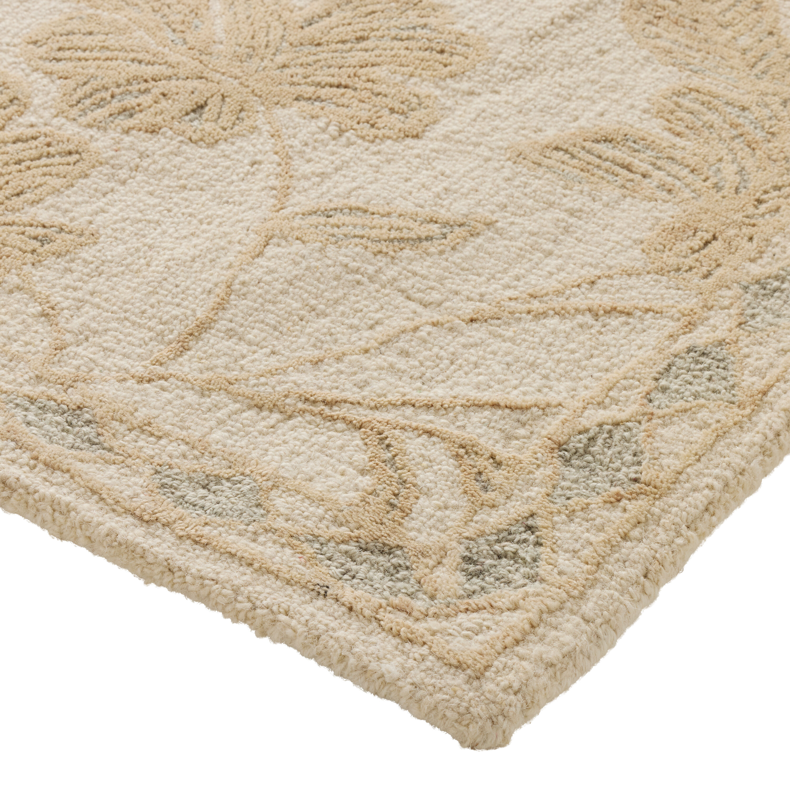 Dominique Ivory and Aqua Botanical Tufted Wool Area Rug image number 2