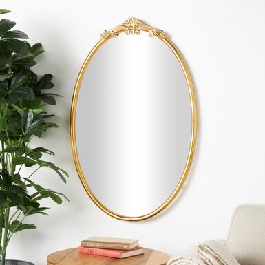 Oval Gold Metal Vintage Style Filigree Wall Mirror Oval Gold Metal Vintage Style Filigree Wall Mirror