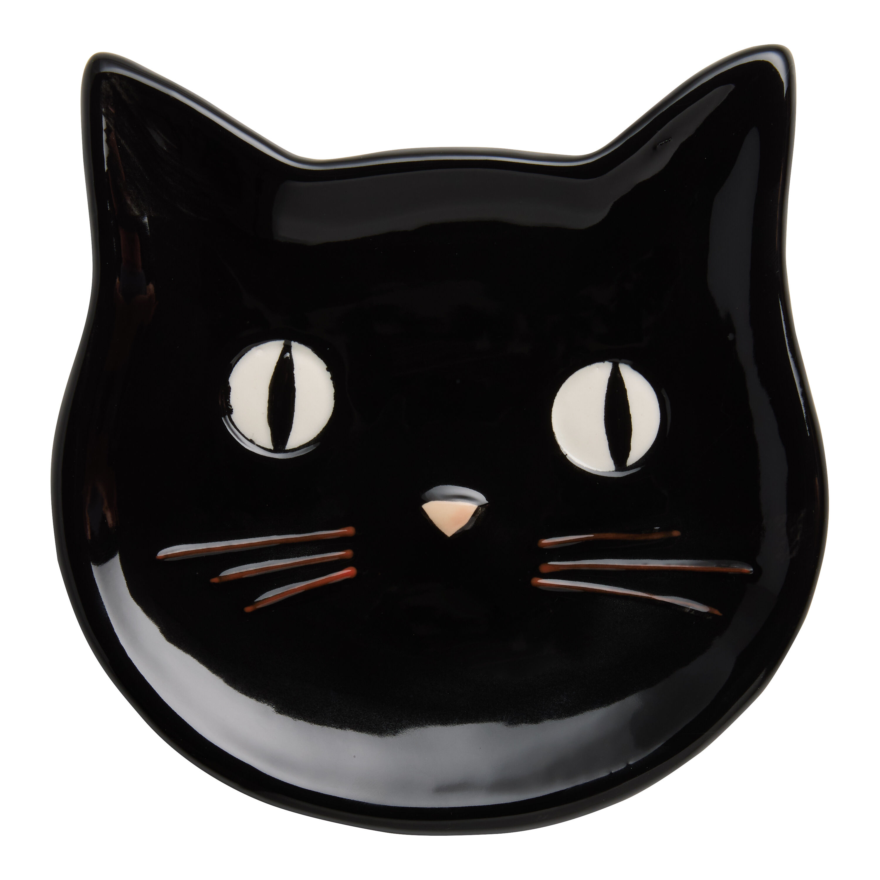 Black Spooky Cat Hand Painted Figural Appetizer Plate image number 1