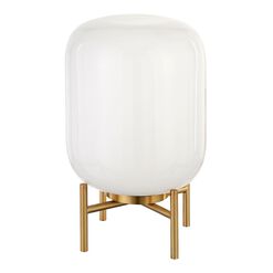 Kari White Glass Cylinder and Brass Accent Lamp