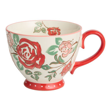 Red and Pink Hand Painted Rose Vine Ceramic Mug Red and Pink Hand Painted Rose Vine Ceramic Mug