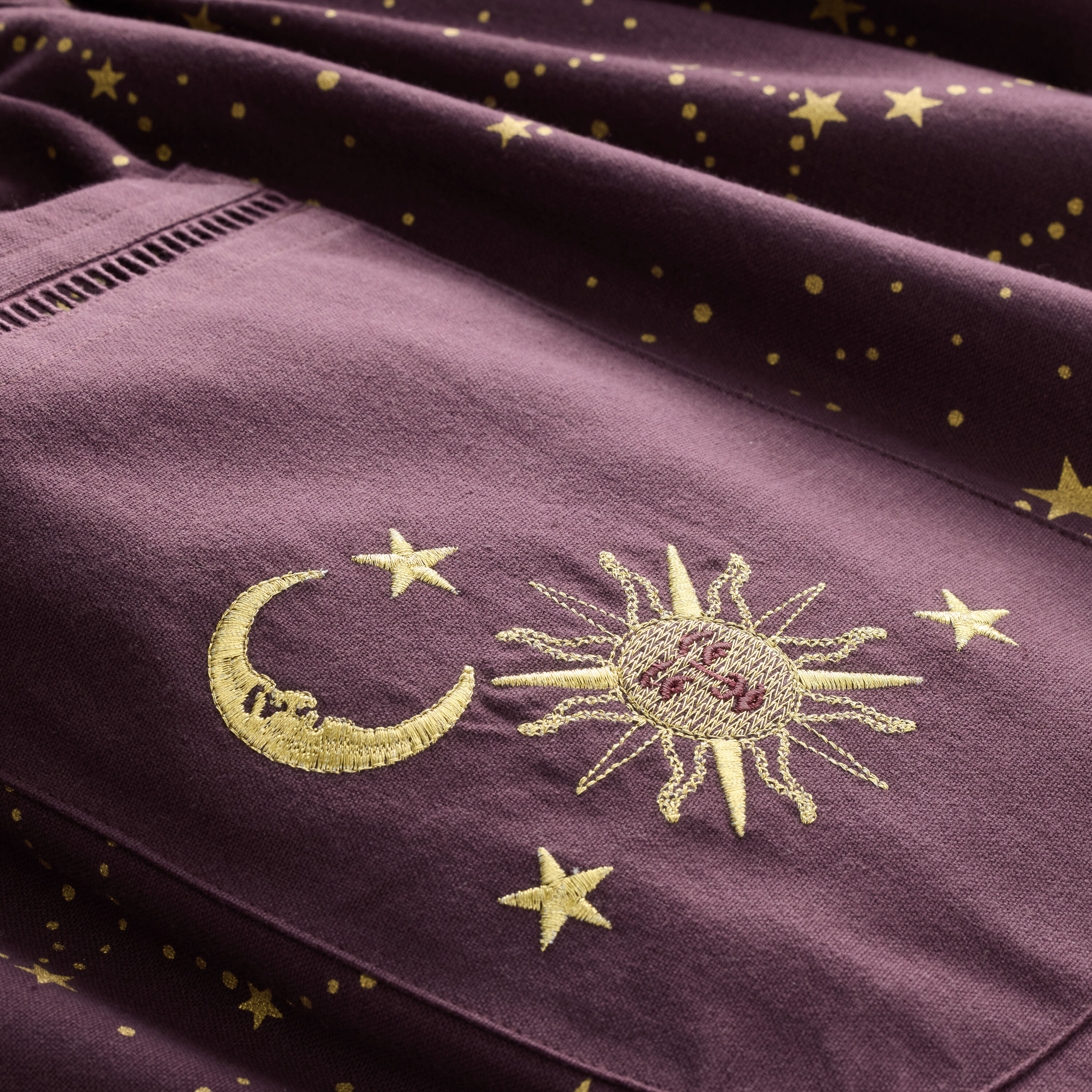 Purple and Gold Celestial Embroidered Apron image number 1