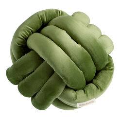 Green Velvet Knot Ball Throw Pillow