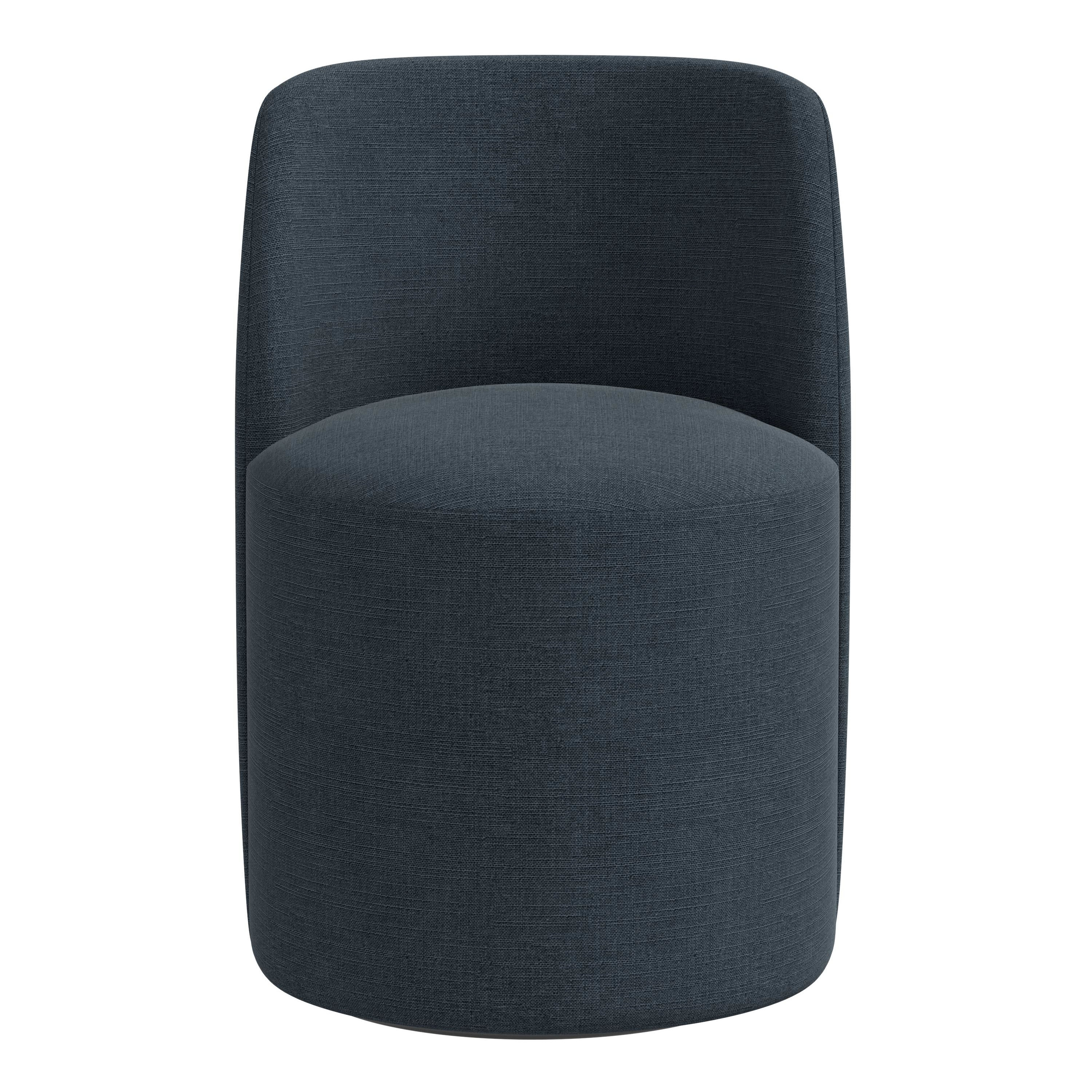 Clio Linen Curved Back Upholstered Swivel Dining Chair image number 1