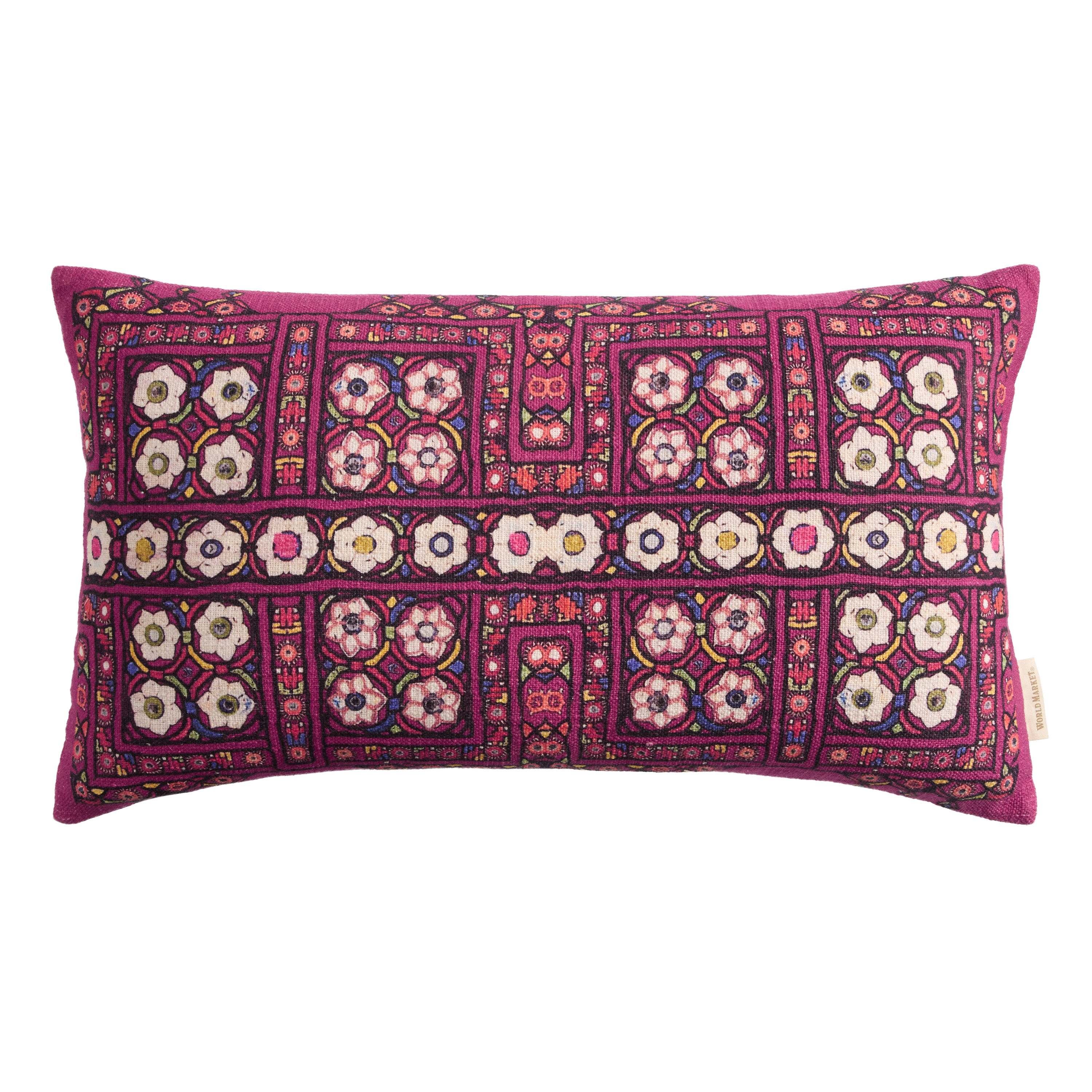Plum Floral Tile Lumbar Pillow image number 0