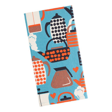 Blue and Orange Terry Cloth Retro Coffee Kitchen Towel Blue and Orange Terry Cloth Retro Coffee Kitchen Towel