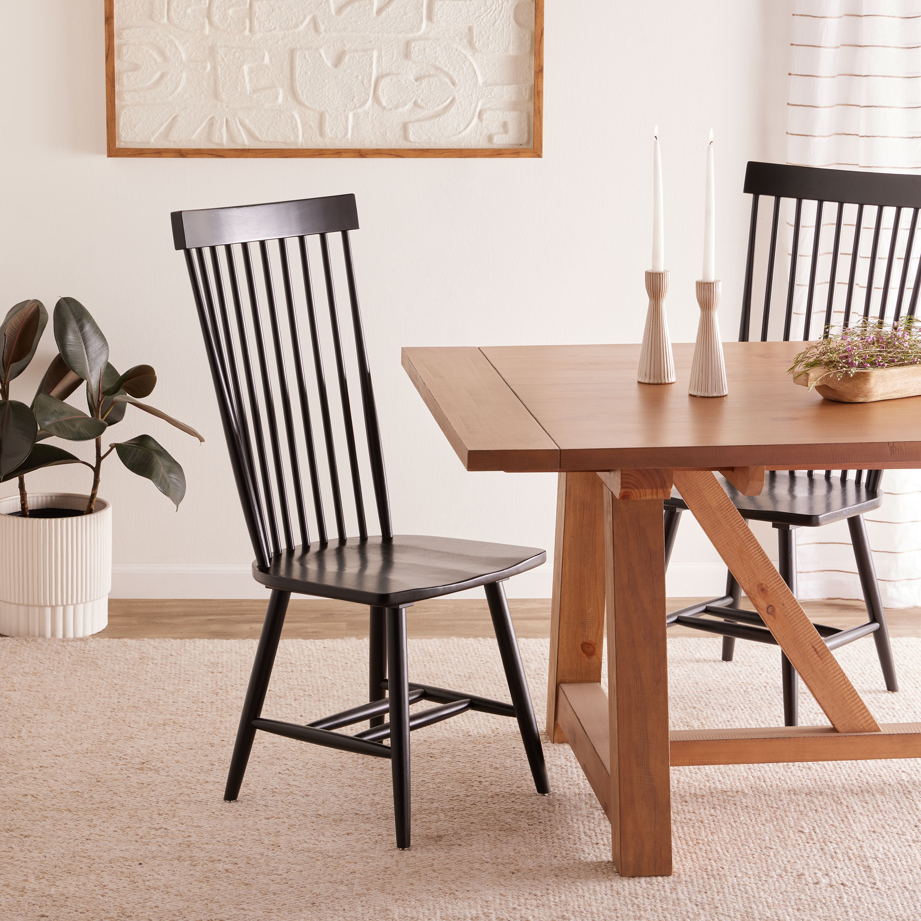 Kamron Black Wood Windsor Style Dining Chair Set of 2 World Market