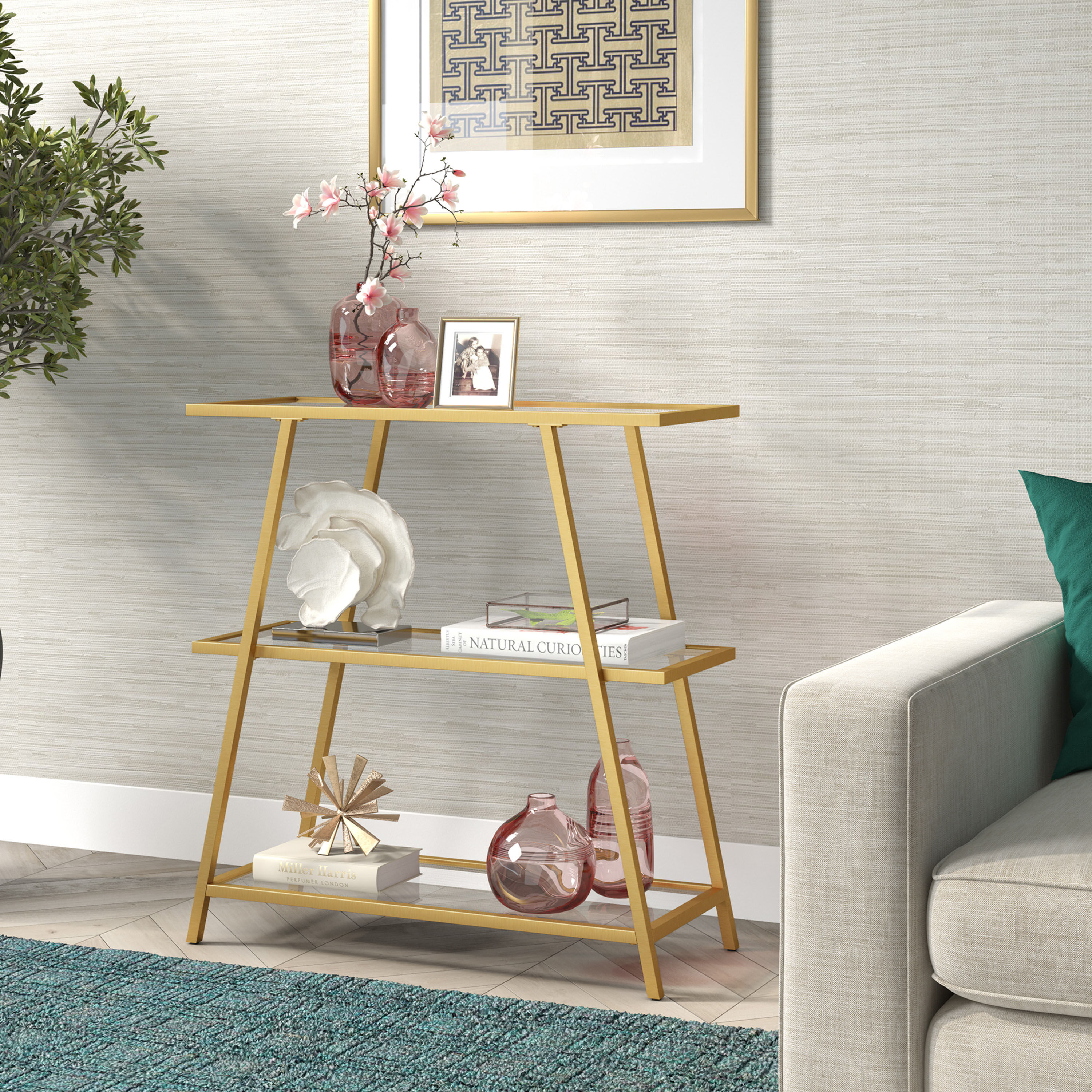 Marle Gold Metal And Glass Angled Bookshelf World Market