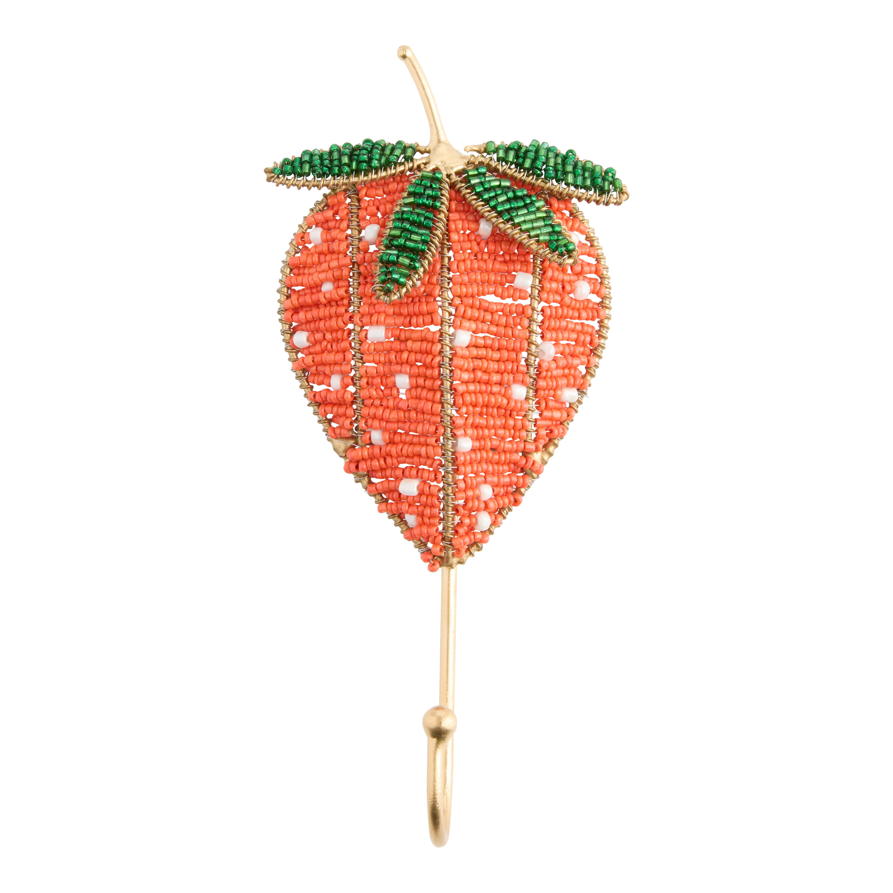 Coral Beaded Strawberry Wall Hook image number 0
