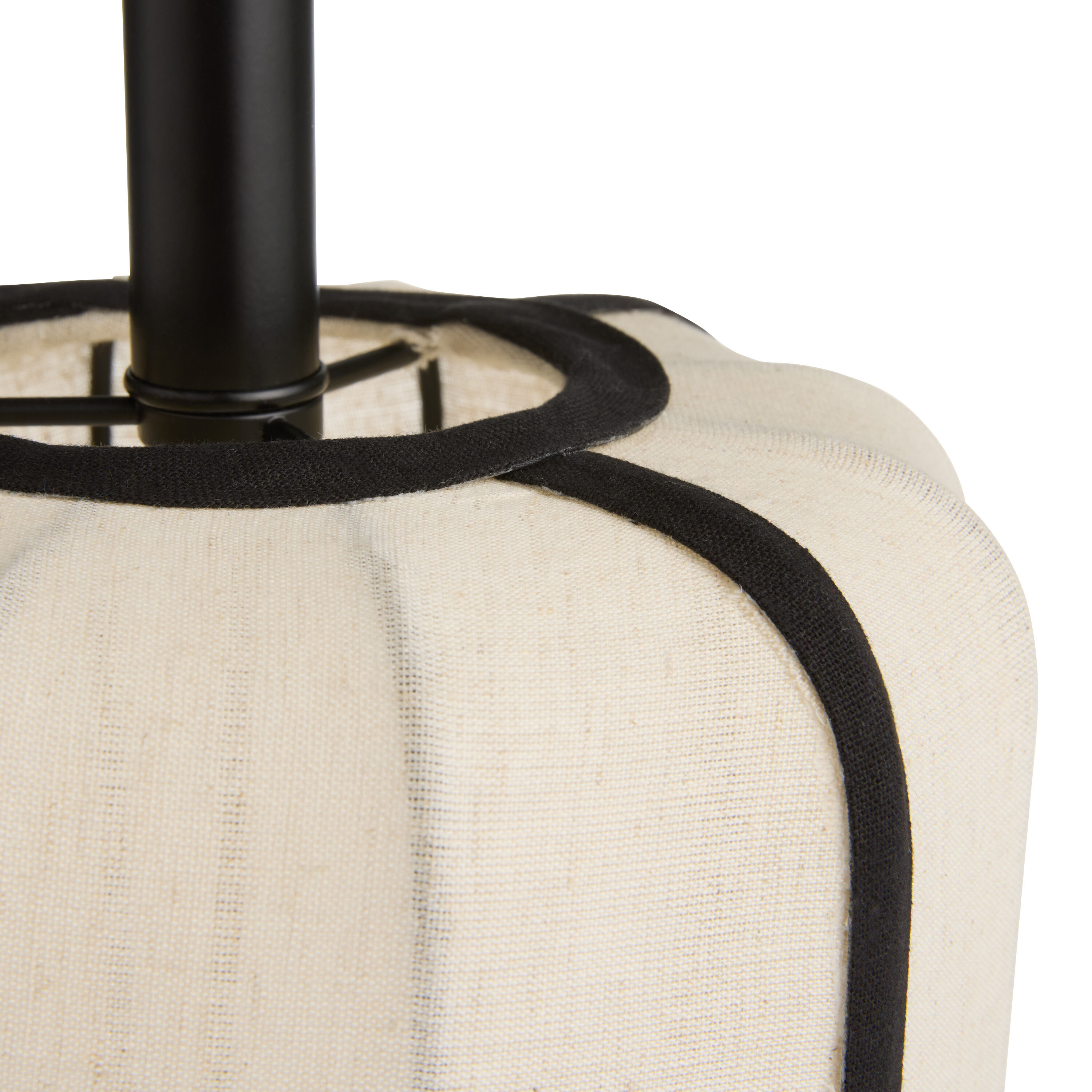 White Linen and Black Metal Ribbed Table Lamp Base by World Market
