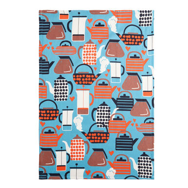 Blue and Orange Terry Cloth Retro Coffee Kitchen Towel Blue and Orange Terry Cloth Retro Coffee Kitchen Towel