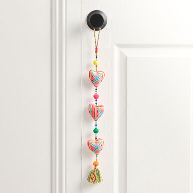 Multicolor Cotton Heart Embroidered Door Hanger Multicolor Cotton Heart Embroidered Door Hanger