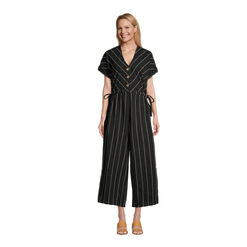 Shilo Black And Ivory Stripe Jumpsuit With Pockets