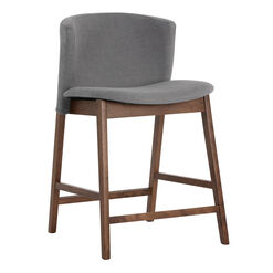 Odilia Walnut Curved Back Upholstered Counter Stool