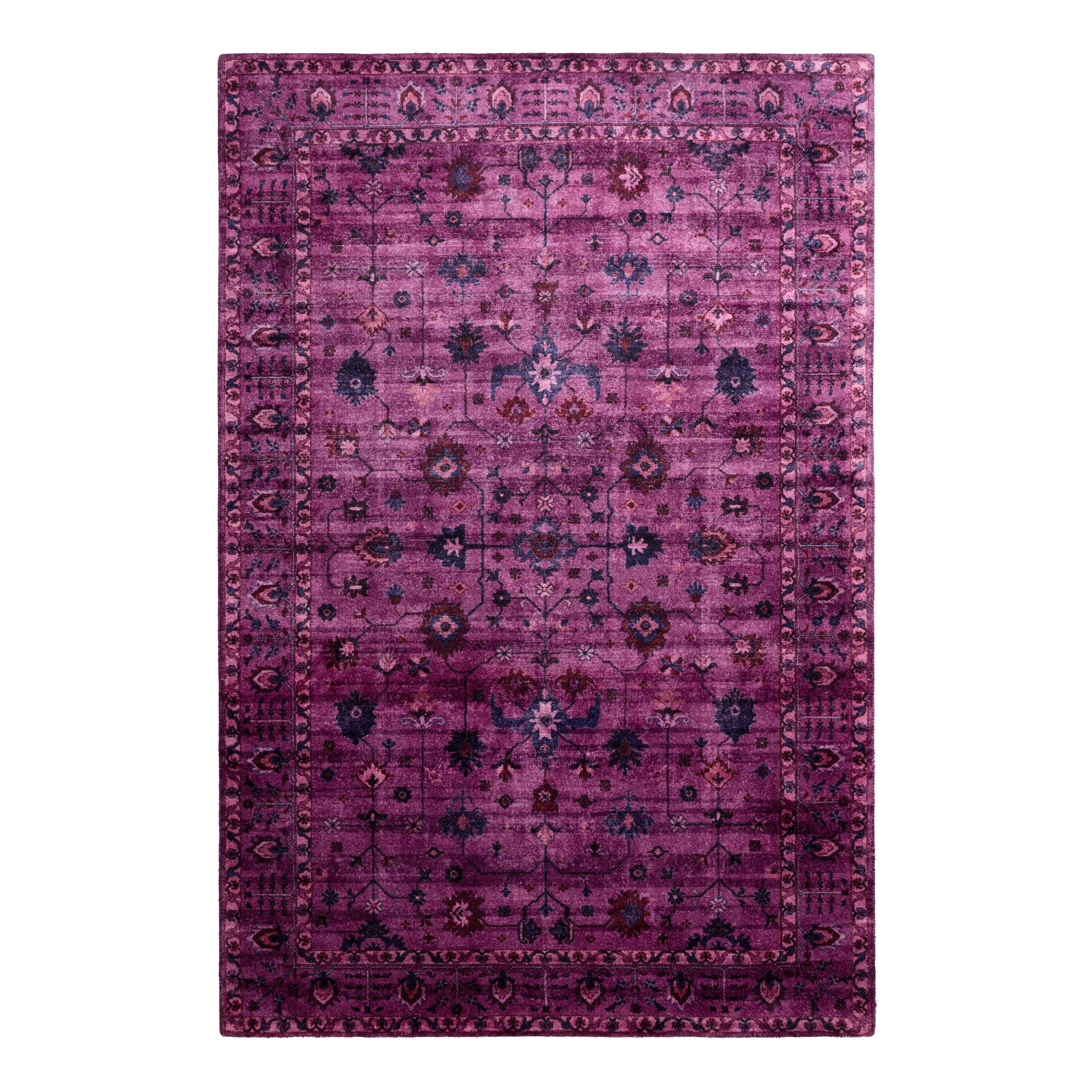 Econyl Fuchsia Traditional Style Tufted Recycled Nylon Area Rug image number 0