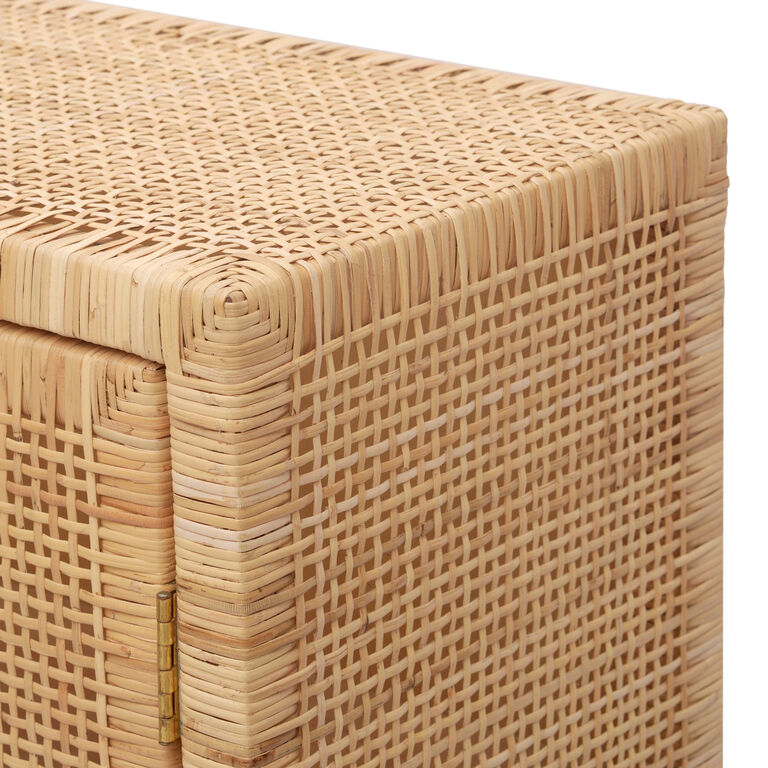 Emilion Tall Mahogany Wood and Rattan Cane Storage Cabinet image number 5