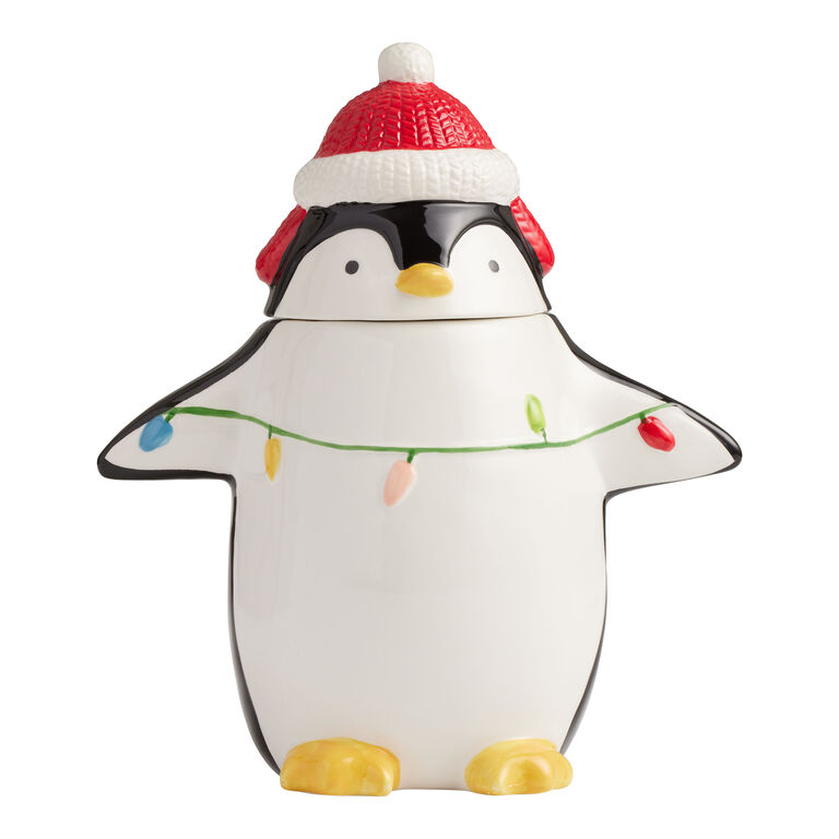 Polar Party Ceramic Penguin Figural Cookie Jar image number 1