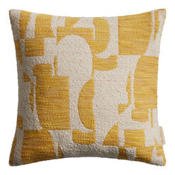 Ivory And Golden Yellow Jacquard Abstract Throw Pillow