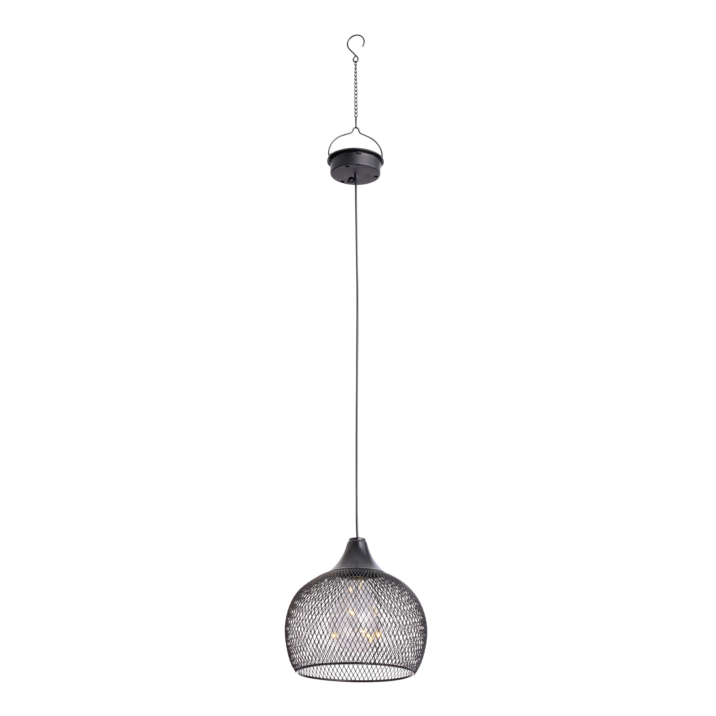 Black Metal Mesh Solar LED Pendant Lamp World Market