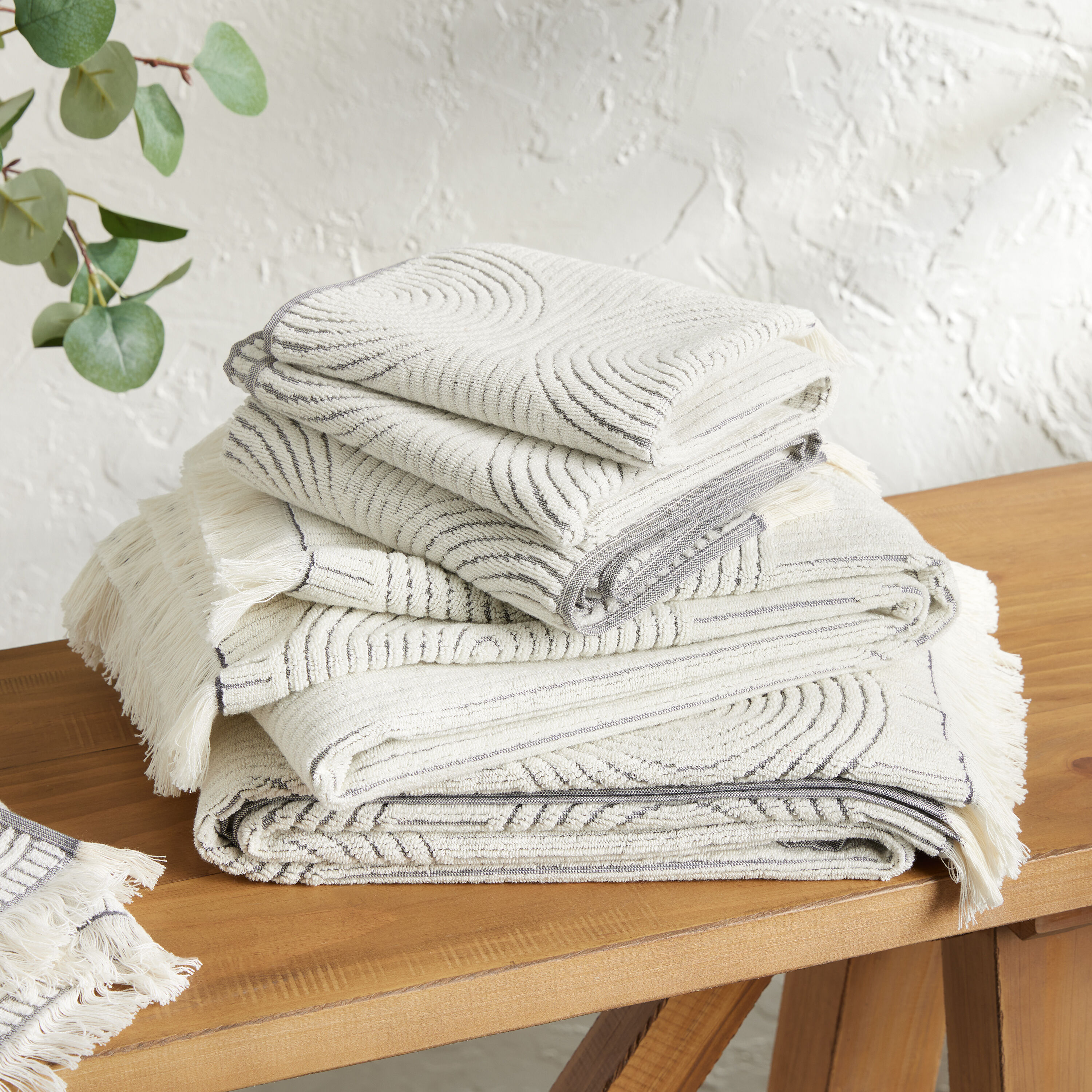 Morgan Gray And Off White Sculpted Spiral Hand Towel World Market