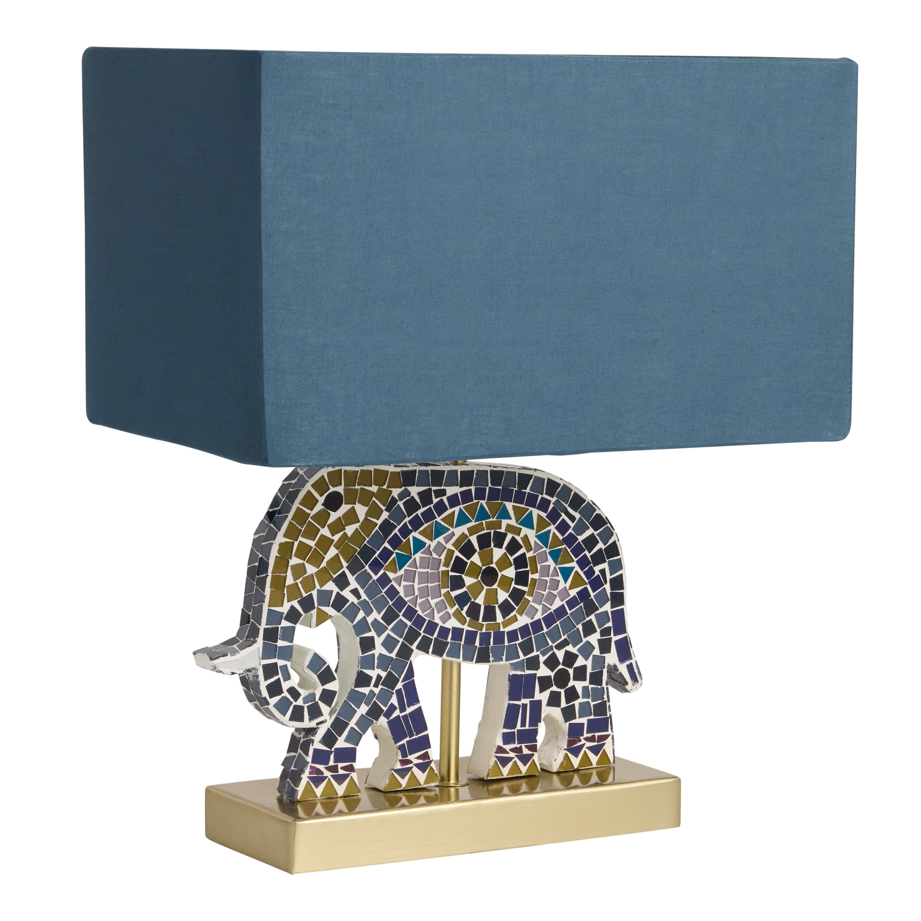 Multicolor Glass Mosaic Evil Eye Elephant Shaped Table Lamp