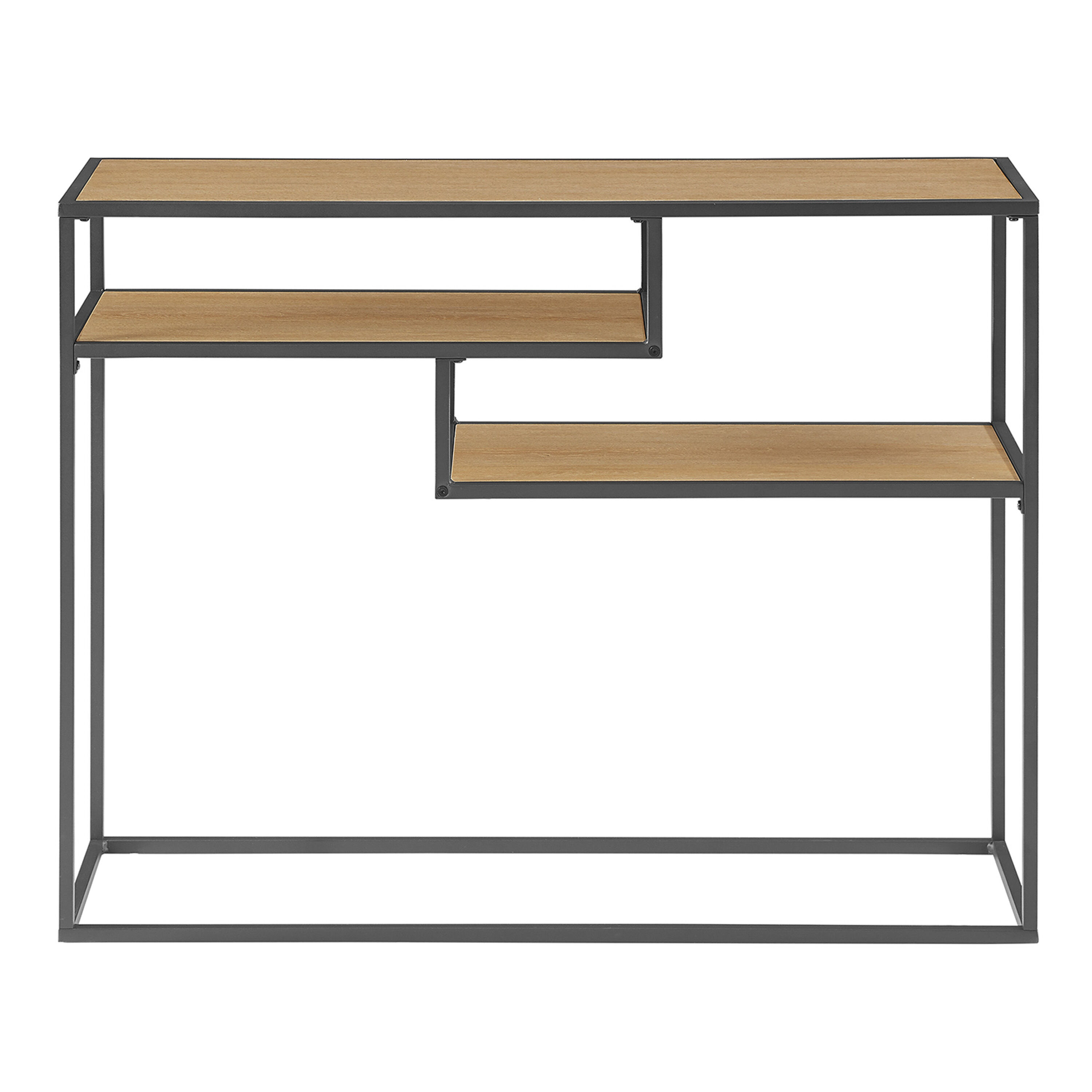 Lyon Wood and Black Steel Console Table with Shelves image number 2